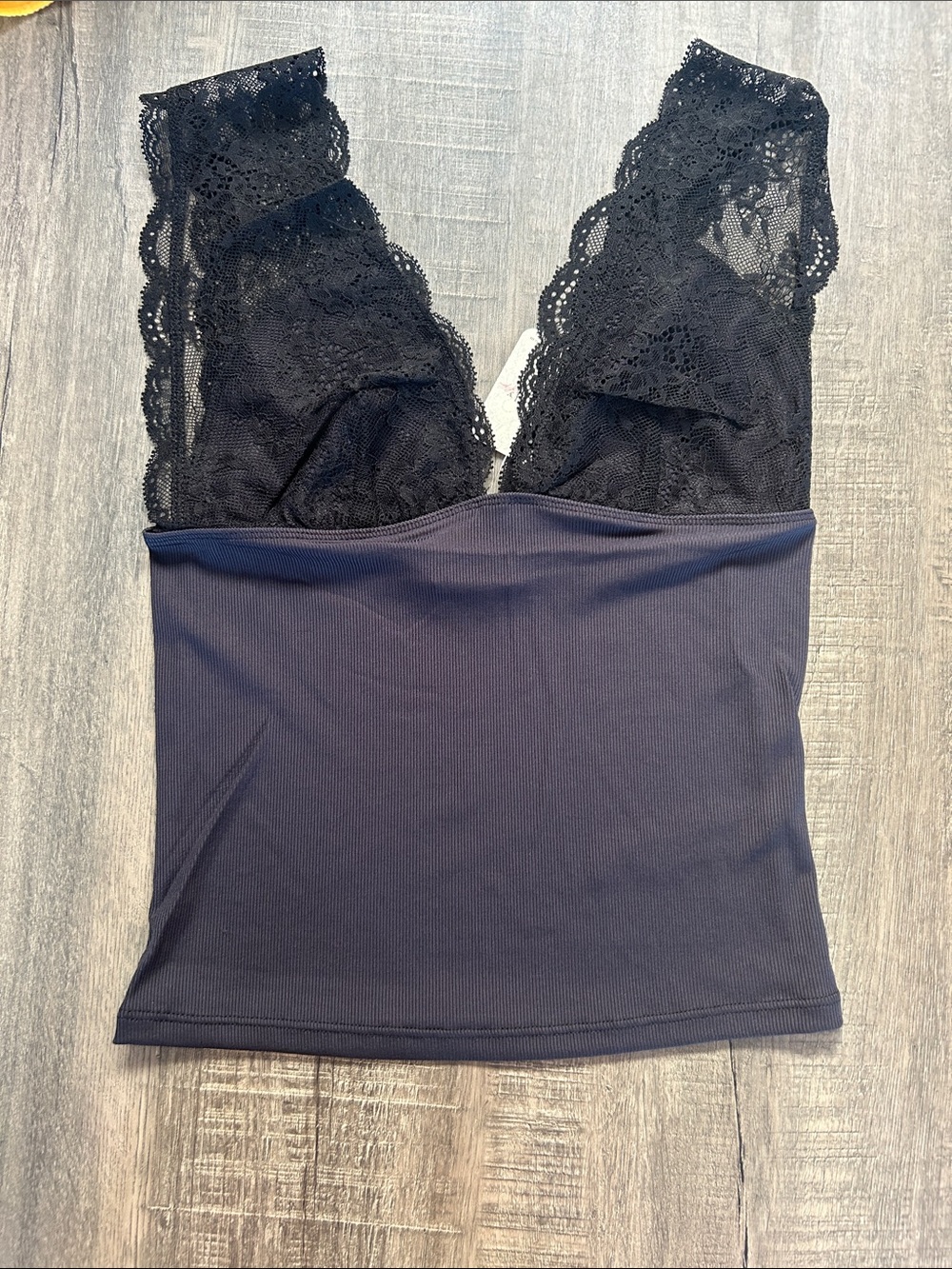 Free People Black Lace-Trim Power Play Cami